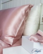 تصویر 028 - روبالشتی ساتن سفید و رزگلد | نرم، لطیف، شیک | white/rose gold 