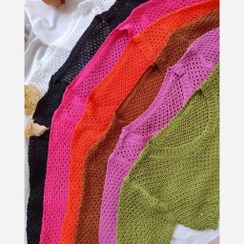 تصویر کراپ بافت زنانه آستین بلند رنگ صورتی 