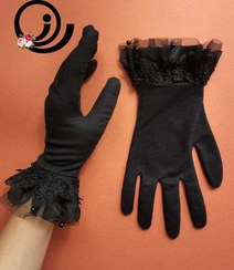 تصویر دستکش تمام نخی پرنسسی مشکی زنانه 