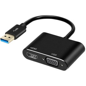 تصویر مبدل USB3.0 به VGA+HDMI کی نت مدل K-COUA30HV K-NET K-COUA30HV USB3.0 to VGA+HDMI Adapter