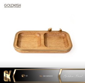 تصویر اردوخوری چوبی برنجی 2تایی گلدکیش Golden Bird کد GK829422 