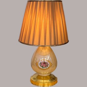 تصویر آباژور رومیزی کرم‌ طلایی nhroz286 Beige Golden Table Lamp No.286