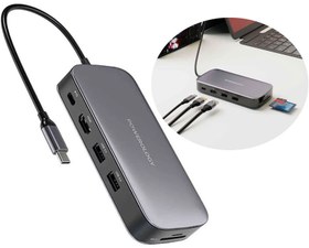 تصویر هاب تایپ سی و حاظه اس اس دی 256 گیگابایت پاورولوژی Powerology 256GB USB-C Hub &amp; SSD Drive All-in-one PWSDHB 