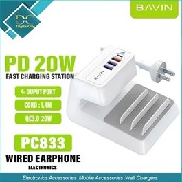 تصویر شارژر 4 پورت و استند باوین Bavin PC833 توان 20 وات 