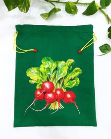 تصویر کیسه نگهداری سبزی پارچه ای سه لایه سبز -طرح تربچه 