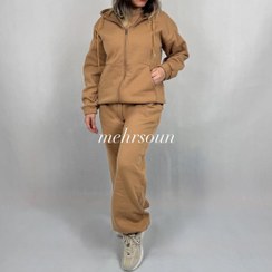 تصویر ست سویشرت‌ شلوار دورس سه‌ نخ تو کرکی | کد 436 - طوسی روشن 