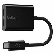 تصویر مبدل 1 به 2 Type-C بلکین F7U081btBLK Belkin F7U081btBLK 2-in-1 USB-C Adapter