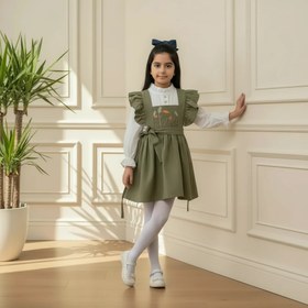 تصویر پیراهندخترانه لینن پیشبندی ۱ تا ۸ سال 