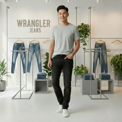 تصویر شلوار جین راسته مردانه نخ پنبه رانگلر رنگ ذغالی نخ دوخت همرنگ مدل JRP-ZTH - 40 