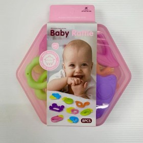 تصویر پک 8 عددی دندان گیر نوزاد طرح حیوانات و میوه برند Baby Rottle وارداتی مناسب نوزادان 3 ماه به بالا 