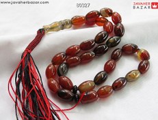 تصویر تسبیح عقیق 33 دانه سلیمانی خوش دست دارای ترک های طبیعی کد 82124 