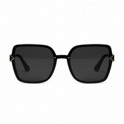 تصویر عینک آفتابی زنانه شنل مدل 2971 | فریم مربعی مشکی کاچویی با لنز دودی پلاریزه UV400 