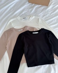 تصویر کراپ یقه گرد بیسیک کبریتی سایز ۴۴ رنگ لیمویی 