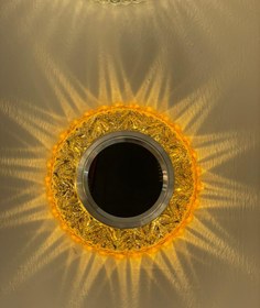 تصویر چراغ سقفی هالوژن طرح کریستالی شامپاینی کد 80676 