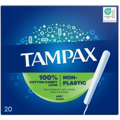 تصویر تامپون تامپکس مدل سوپر بسته ۲۰ عددی با قدرت جذب ۳ قطره 