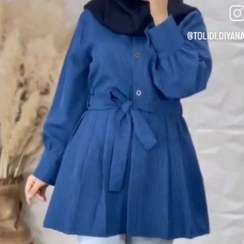 تصویر مانتو دیپلمات زنانه دانشجویی کمری پیله دار - مشکی / لارج 