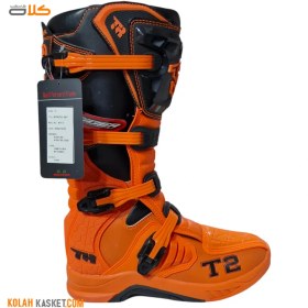 تصویر بوت موتور سواری کراسی تایگر مدل T2 رنگ نارنجی Crossy Tiger T2 motorcycle boots, orange color