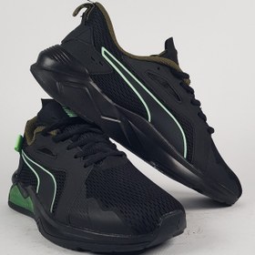 تصویر کفش ورزشی مردانه پوما مشکی لوگو سبز Puma Brand Men's Lqdcell Method Fm Sports Shoes (Black/Lime) 
