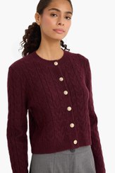 تصویر ژاکت زنانه زرشکی دفکتو 