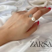 تصویر انگشتر استیل و مروارید 