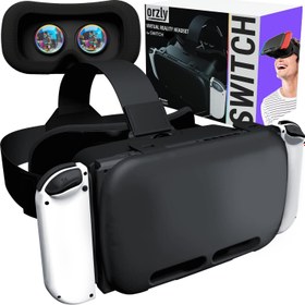 تصویر هدست واقعیت مجازی Orzly برای نینتندو سوییچ Orzly VR Headset designed for Nintendo Switch & Switch OLED console with adjustable Lens for a virtual reality gaming experience and for Labo VR - Black - Gift boxed Edition