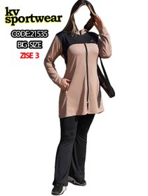 تصویر ست مانتو شلوار دمپا بوت کات سایز بزرگ ورزشی زنانه NIKE کد 004 NIKE womens big size sports coat pants flip flops boot cut code 004