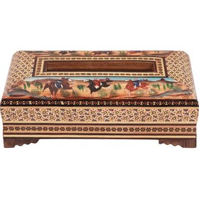 تصویر جعبه دستمال کاغذی خاتم معمولی نقاشی شکار 