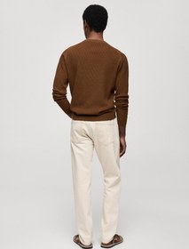 تصویر سوئیشرت یقه گرد راه‌راه برند mango man Ribbed Crew Neck Sweater