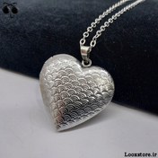 تصویر گردنبند قاب عکسی قلبی استیل 