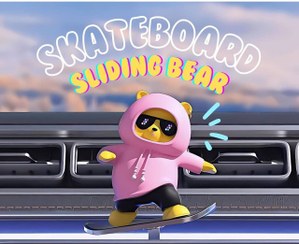 تصویر دکوری خودرو خرس اسکیت سوار متحرک 