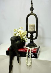 تصویر ست گلدون پا و شمعدون فانوس 