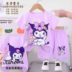 تصویر ست پوشاک دخترانه طرح کرومی بنفش 