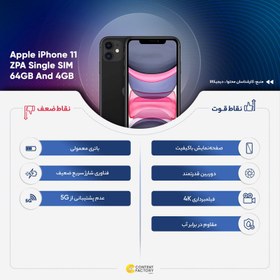 تصویر گوشی موبایل اپل مدل iPhone 11 تک سیم‌ کارت ظرفیت 64 گیگابایت و رم 4 گیگابایت - نات اکتیو 