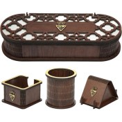 تصویر ست لوازم اداری رومیزی مدل لاکچری مجموعه 4 عددی 