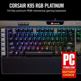 تصویر کیبورد با سیم گیمینگ کورسیر مدل کی 95 آر جی بی مکانیکال چری ام ایکس رد K95 RGB Mechanical-Cherry MX RED Gaming Keyboard