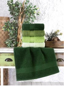 تصویر ست حوله ۴ تکه کتان سبز (Nd) برند nevresim dünyası Cotton 4-Piece Towel Set Green (Nd)