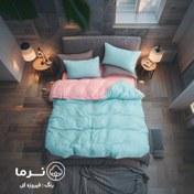 تصویر سرویس لحاف و روتختی ۴ تکه یک و نیم نفره دو رو رنگی 