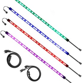 تصویر ALITOVE PC RGB LED Strip Light for Motherboard with 4 Pin RGB Header (+12V,G,R,B), Computer Case DIY Lighting for ASUS Aura Sync, Gigabyte RGB Fusion, MSI Mystic Light, ASRock RGB, 39cm 21 LED, 4pcs 4x RGB Strip 12V 