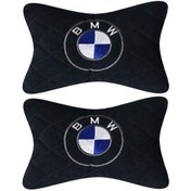 تصویر پشت گردنی صندلی BOB طرح بی ام و مخمل مشکی دو عددی 