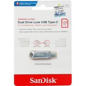 تصویر فلش مموری سن دیسک Ultra Dual Drive Luxe USB 3 ظرفیت 128 گیگابایت SANDISK Ultra Dual Drive Luxe USB 3 Flash Drive 128GB