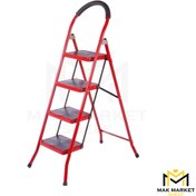 تصویر نردبان 4 پله پهن فلزی تاشو پارسا پله 