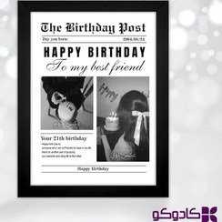 تصویر چاپ قاب عکس تولد طرح روزنامه F001 