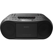 تصویر رادیو صوتی خانگی داخلی (سیاه) با 6 باتری Stamina C سونی CFDS70 CD / Cassette Boombox ا Sony Stereo CD/Cassette Boombox Home Audio Radio, Black (CFDS70BLK), 13.7 x 6.1 x 9 inches 