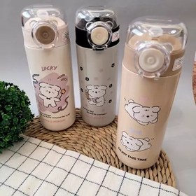 تصویر قمقمه فلاسکی کودک نی دار استیل دوجداره ۴۵۰ میل 