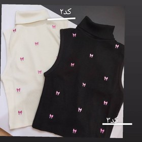 تصویر کراپ تاپ یقه اسکی پاپیون پاپیونی 