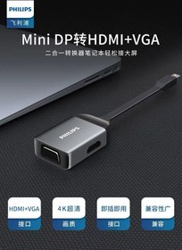 تصویر تبدیل Mini DisplayPort به HDMI و VGA فیلیپس مدل SWR3121D/93 ا Philips Mini DP to 4K*HDMI 1080P*VGA SWR3121D/93 Philips Mini DP to 4K*HDMI 1080P*VGA SWR3121D/93