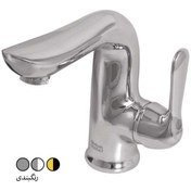 تصویر شیر روشویی شیبه مدل هامون - مشکی طلایی Shibeh Pillar Mixer Faucet