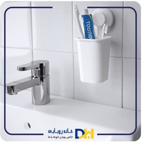 تصویر جا مسواکی ایکیا مدل TISKEN IKEA TISKEN Toothbrush holder with suction cup