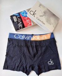 تصویر شورت مردانه پا دار کلوین کلاین رنگ مشکی و طوسی 