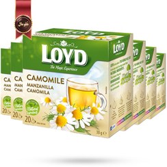 تصویر چای کیسه ای هرمی لوید LOYD مدل بابونه camomile پک 20 تایی بسته 6 عددی 